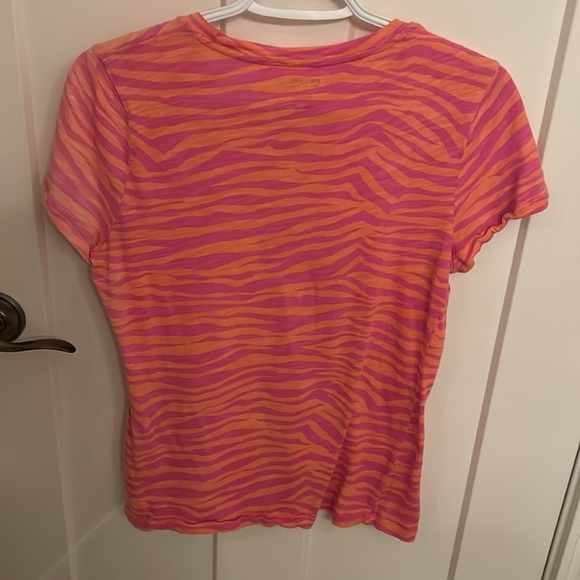 Michael Kors pink & coral zebra print T-shirt, size M - Picture 7 of 7
